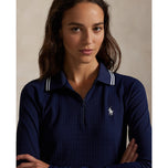Rlx Ralph Lauren Women's Stretch Cable actif Câble à moitié zip Pullover - Multime Navy / céramique Multi