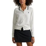 rlx ralph lauren 여자 면화 블렌드 니트 카디건 - 화이트 스플래시/폴로 블랙