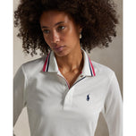 Rlx Ralph Lauren Women's Tour Pique Polo à manches longues - Ceramic Blanc / Currant