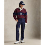 RLX Ralph Lauren Classic Fit Double -Knit Tech Collar Pullover - Rich Ruby/Refined Navy