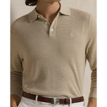 RLX Ralph Lauren Performance Polo -Collar Golf Sweater - Ecru Tan Heather