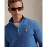 Rlx Ralph Lauren Cotton Blend 1/4 Zip Golf Pullover - Pool Tide Blue Heather