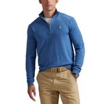 Rlx Ralph Lauren Cotton Blend 1/4 Zip Golf Pullover - Pool Tide Blue Heather
