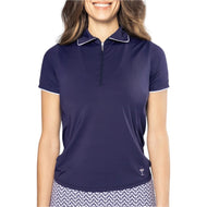 Golftini Women's Short Lengan Zip Golf Kemeja - Angkatan Laut