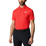 Castore Club Golf Ball Polo Golf Shirt - Poppy Red / White