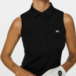 J.Lindeberg Women's Dena Sleeveless Golf Polo Shirt - Hitam