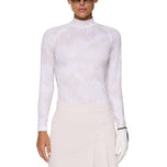 J.Lindeberg Wanita Ella Print Compression Golf Shirt - Warp Grey Lilac