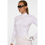 J.Lindeberg Wanita Ella Print Compression Golf Shirt - Warp Grey Lilac