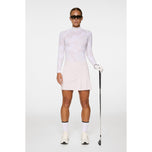 J.Lindeberg Wanita Ella Print Compression Golf Shirt - Warp Grey Lilac