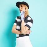 G/Fore Damen Offset Gradient Stripe Tech Golfpolo – Charcoal Grey Heather