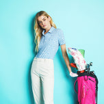 G/Fore Golf-Poloshirt aus verzerrtem Karo-Silky-Tech-Nylon für Damen – Fjord