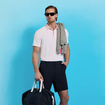 G/FORE FEEDER STRIPE Teknologi halus Golf POLO Shirt - Blush