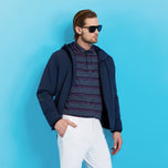 G/Fore Multi Stripe Tech Pique Performance Golf Polo Shirt - Twilight/Lava