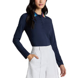 G/FORE VROUWEN VOOR DRAMEN VAN DE COLLAR Silky Tech Golf Polo -shirt met lange mouwen - Twilight