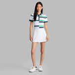 G/Fore Women's Engineered Stripe Tech Pique Golf Polo Shirt - Snow