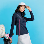 G/Fore 여성용 스트레치 나일론 1/4 지퍼 골프 풀오버 - 트와일라잇