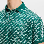 J.Lindeberg Tour Tech Print Golf Polo Shirt - Cardi Jacquard Forest