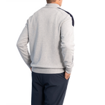 Glenmuir Selkirk Quarter Zip Ribbed Lengan Kapas Golf Pullover - Light Grey Marl