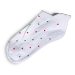 Glenmuir Women's Cotton Rich Cushioned Golf Socks - White/Hot Pink at Light Grey Dots