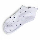 Glenmuir katoenrijke golfsokken met kussens voor dames - wit/marineblauw en lichtgrijze stippen