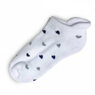 Glenmuir 女式棉质丰富缓冲高尔夫袜 - 白色/海军蓝和浅灰色心形