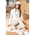 Golftini 女式弹力及踝高尔夫球裤 - 卡其色/白色