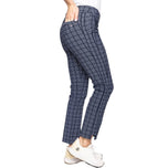 Pantalon de golf extensible à la cheville pour femmes Golftini - Plaid bleu marine