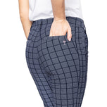 Pantalon de golf extensible à la cheville pour femmes Golftini - Plaid bleu marine