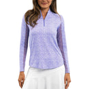 IBKUL Kemeja Mock Neck Lengan Panjang Amani Wanita - Lavander/Putih