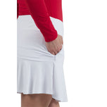 IBKUL Golfskort met volant voor dames, 16,5 inch, wit