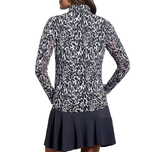 IBKUL Karen Langarmshirt mit Stehkragen und Reißverschluss für Damen – Schwarz/Grau