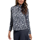 IBKUL Karen Langarmshirt mit Stehkragen und Reißverschluss für Damen – Schwarz/Grau