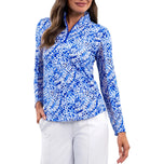 Baju Leher Olok-olok Zip Yesenia Wanita IBKUL - Biru/Putih