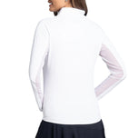 IBKUL Solides Langarm-Shirt mit Stehkragen und Reißverschluss für Damen – Wassermelone