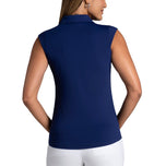 IBKUL Women's Solid Sleeveless Zip Golf Polo Shirt - Navy