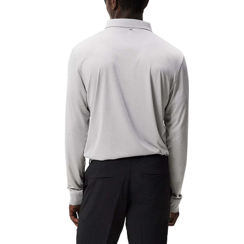 J.Lindeberg Tour Tech Long Sleeve Golf Polo Shirt - Light Grey Melange
