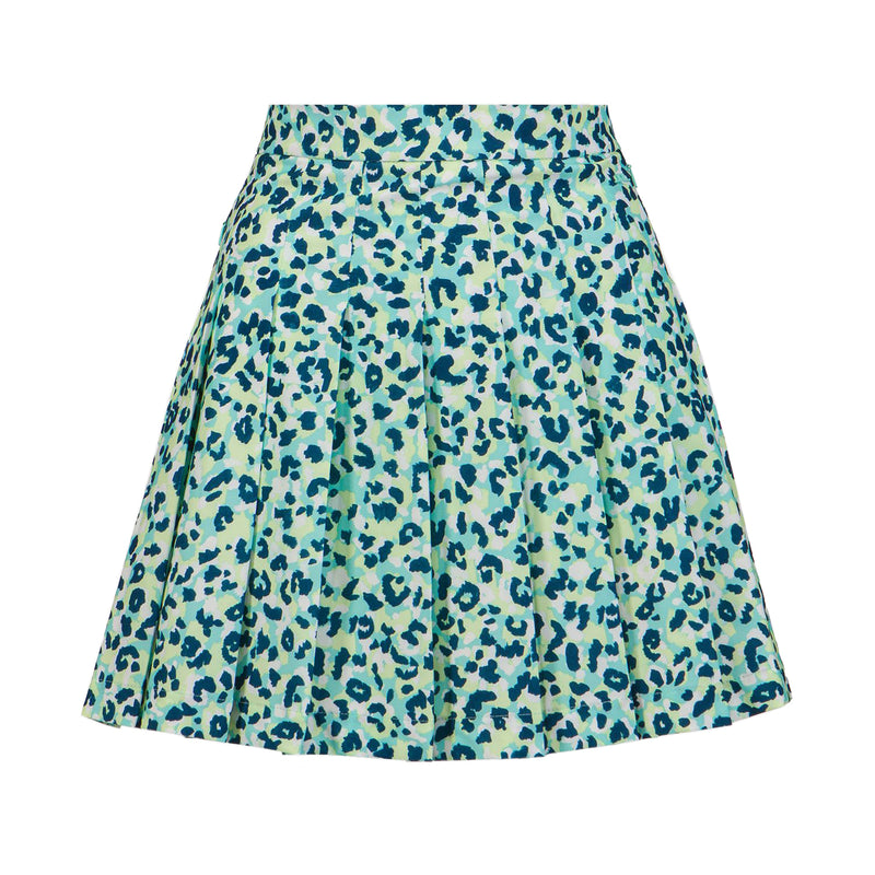 J.Lindeberg Women's Adina Print Golf Skirt - Leopard Aruba Blue