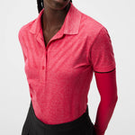 J.Lindeberg Women's Azalea Seamless Golf Polo Shirt - Rose Red Melange