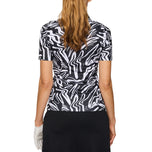 J.Lindeberg 여성용 조지아 프린트 폴로 골프 셔츠 - 스크리블 JL 네이비