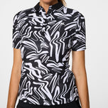 J.Lindeberg 여성용 조지아 프린트 폴로 골프 셔츠 - 스크리블 JL 네이비