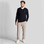 Lyle & Scott Golf Merino Blend v Neck Pullover - Navy