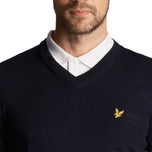 Lyle & Scott Golf Merino Blend v Neck Pullover - Navy