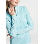 Peter Millar Wanita Geo Raglan-Sleeve Perth Golf Mid-Layer-Blue Spruce