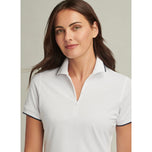 Peter Millar Dames Whitworth Sport Mesh Golf Shirt - White/Navy