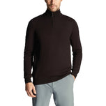 Lyle & Scott Tonal Eagle Merino Blend 1/4 Zip Knit - Jet Black