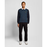 Lyle＆Scott高爾夫船長脖子棉花Argyle Jumper-黑暗海軍