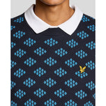 Lyle＆Scott高爾夫船長脖子棉花Argyle Jumper-黑暗海軍