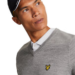 Lyle & Scott Merino Blend V -Neck Knit - Mid Gray Marl