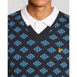 Lyle & Scott Golf gegen Neck Baumwolle Argyle Weste - Dunkle Marine