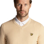 Lyle & Scott Golf Merino Blend v Neck Pullover - Sand Dune